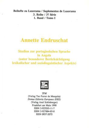 Studien zur portugiesischen Sprache in Angola von Endruschat,  Annette