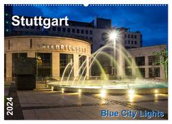 Stuttgart – Blue City Lights (Wandkalender 2024 DIN A2 quer), CALVENDO Monatskalender von Seethaler,  Thomas