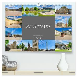 Stuttgart Stadtrundgang (hochwertiger Premium Wandkalender 2024 DIN A2 quer), Kunstdruck in Hochglanz von Meutzner,  Dirk