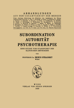 Subordination Autorität Psychotherapie von Stransky,  Erwin