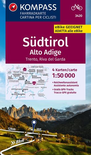 KOMPASS Fahrradkarte 3420 Südtirol / Alto Adige, Trento, Riva del Garda (4 Karten im Set) 1:50.000 von KOMPASS-Karten GmbH