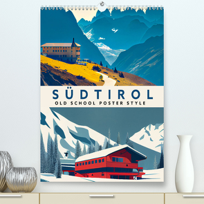 Südtirol – Old School Poster Style (hochwertiger Premium Wandkalender 2024 DIN A2 hoch), Kunstdruck in Hochglanz von Thoermer,  Val