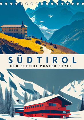 Südtirol – Old School Poster Style (Tischkalender 2024 DIN A5 hoch), CALVENDO Monatskalender von Thoermer,  Val