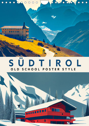 Südtirol – Old School Poster Style (Wandkalender 2024 DIN A4 hoch), CALVENDO Monatskalender von Thoermer,  Val