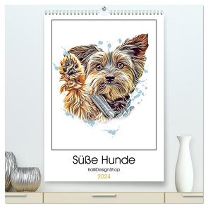 Süße Hunde (hochwertiger Premium Wandkalender 2024 DIN A2 hoch), Kunstdruck in Hochglanz von KalliDesignShop,  KalliDesignShop