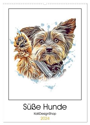Süße Hunde (Wandkalender 2024 DIN A2 hoch), CALVENDO Monatskalender von KalliDesignShop,  KalliDesignShop