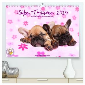 Süße Träume 2024 – schlafende Hundewelpen (hochwertiger Premium Wandkalender 2024 DIN A2 quer), Kunstdruck in Hochglanz von Hutfluss,  Jeanette