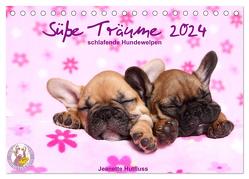 Süße Träume 2024 – schlafende Hundewelpen (Tischkalender 2024 DIN A5 quer), CALVENDO Monatskalender von Hutfluss,  Jeanette