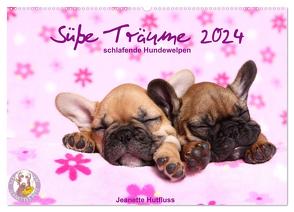 Süße Träume 2024 – schlafende Hundewelpen (Wandkalender 2024 DIN A2 quer), CALVENDO Monatskalender von Hutfluss,  Jeanette