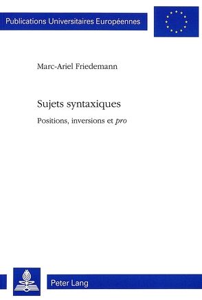 Sujets syntaxiques von Friedemann,  Marc-Ariel
