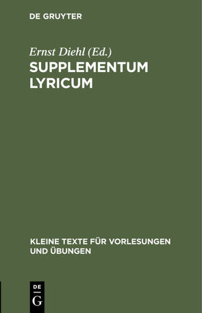 Supplementum lyricum von Diehl,  Ernst