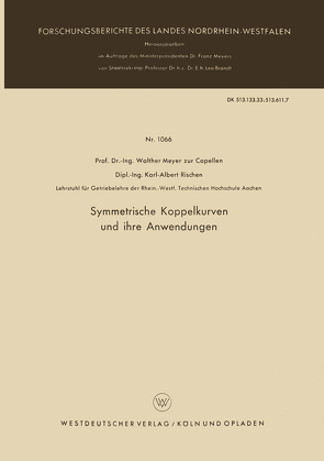 Symmetrische Koppelkurven und ihre Anwendungen von Meyer zur Capellen,  Walther