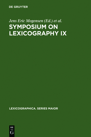 Symposium on Lexicography IX von Mogensen,  Jens Eric, Pedersen,  Viggo Hjornager, Zettersten,  Arne
