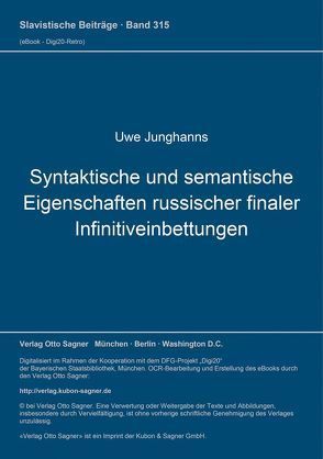 Syntaktische und semantische Eigenschaften russischer finaler Infinitiveinbettungen von Junghanns,  Uwe
