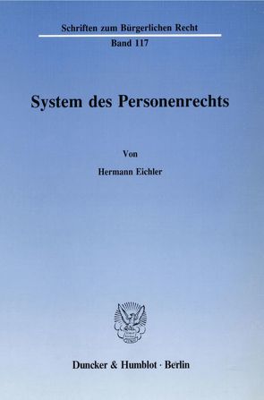 System des Personenrechts. von Eichler,  Hermann