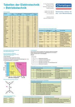 Tabellen der Elektrotechnik – Betriebstechnik