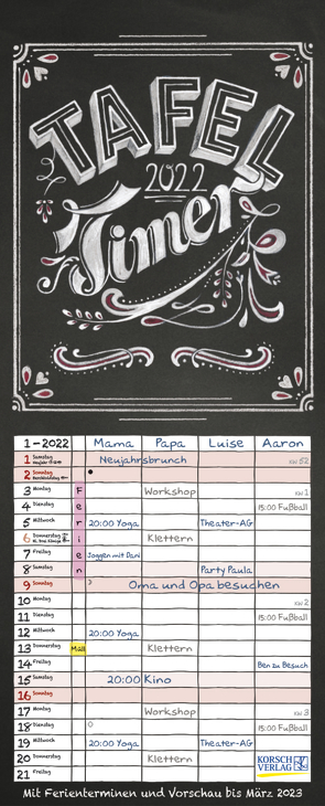 Tafel Timer 2022 von Korsch Verlag