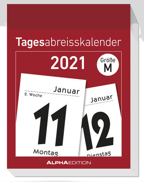 Tagesabreißkalender M 2021 – Bürokalender 5,5×7,1 cm – 1 Tag 1 Seite – mit Sudokus, Rezepten, Rätseln uvm. auf den Rückseiten – Alpha Edition