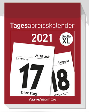 Tagesabreißkalender XL 2021 – Bürokalender 8×11 cm – 1 Tag 1 Seite – mit Sudokus, Rezepten, Rätseln uvm. auf den Rückseiten – Alpha Edition