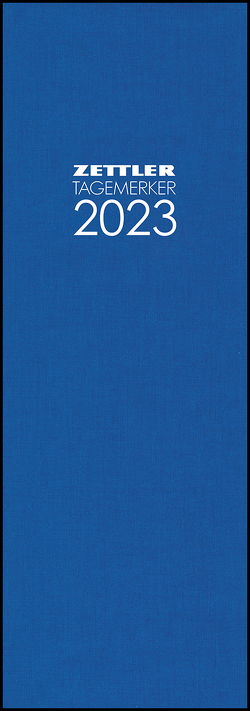 Tagevormerkbuch blau 2023 – Bürokalender 10,4×29,6 cm – 1 Tag auf 1 Seite – Einband mit Leinenstruktur – mit Eckperforation und Leseband – 808-0015