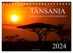Tansania – Tierwanderung in der Serengeti (Tischkalender 2024 DIN A5 quer), CALVENDO Monatskalender von Koehler,  Axel