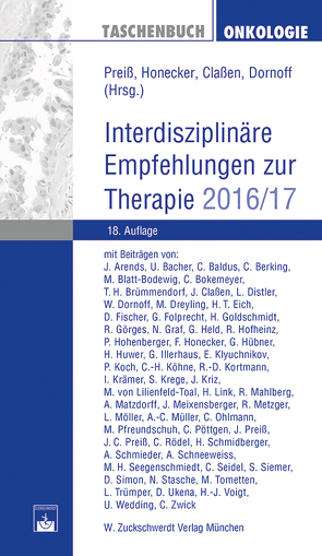 Taschenbuch Onkologie von Classen,  Johannes, Dornoff,  Wolfgang, Honecker,  Friedemann, Preiss,  Joachim