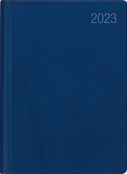 Taschenkalender blau 2023 – Bürokalender 10,2×14,2 – 1 Tag auf 1 Seite – flexibler Kunstoffeinband – Stundeneinteilung 7 – 19 Uhr – 612-1015