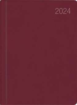 Taschenkalender bordeaux 2024 – Bürokalender 10,2×14,2 – 1 Woche auf 2 Seiten – flexibler Kunststoffeinband – Notizheft – Wochenkalender – 640-1011