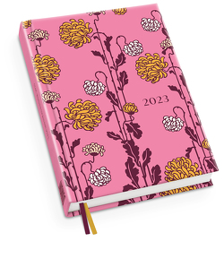 Taschenkalender »Chrysanthemen« 2023 – Haferkorn & Sauerbrey – Terminplaner mit Wochenkalendarium – Format 11,3 x 16,3 cm von Haferkorn,  Romy