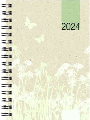 Taschenkalender Graspapier 2024 – Bürokalender 10×14 cm – 1 Woche auf 2 Seiten – robuster Kartoneinband – Wochenkalender – Notizheft – 639-0640