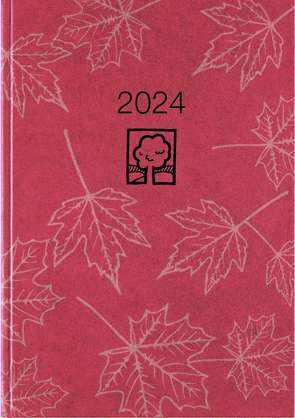 Taschenkalender rot 2024 – Bürokalender 10,2×14,2 – 1 Tag auf 1 Seite – robuster Kartoneinband – Stundeneinteilung 7-19 Uhr – Blauer Engel – 610-0711