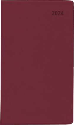 Taschenplaner Leporello PVC bordeaux 2024 9,5×16 1M/2S