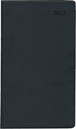 Taschenplaner Leporello PVC schwarz 2022 – Bürokalender 9,5×16 cm – 1 Monat auf 2 Seiten – separates Adressheft – faltbar – Notizheft – 510-1020