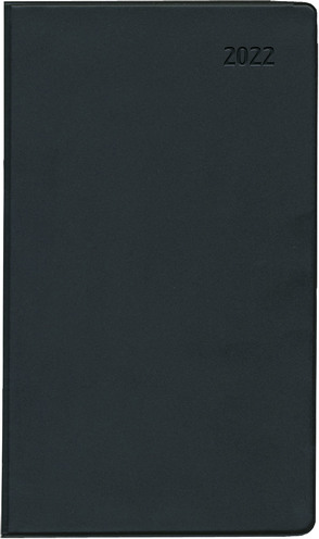 Taschenplaner Leporello PVC schwarz 2022 – Bürokalender 9,5×16 cm – 1 Monat auf 2 Seiten – separates Adressheft – faltbar – Notizheft – 510-1020