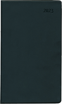 Taschenplaner Leporello PVC schwarz 2023 – Bürokalender 9,5×16 cm – 1 Monat auf 2 Seiten – separates Adressheft – faltbar – Notizheft – 510-1020