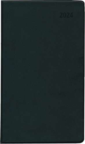 Taschenplaner Leporello PVC schwarz 2024 9,5×16 1M/2S