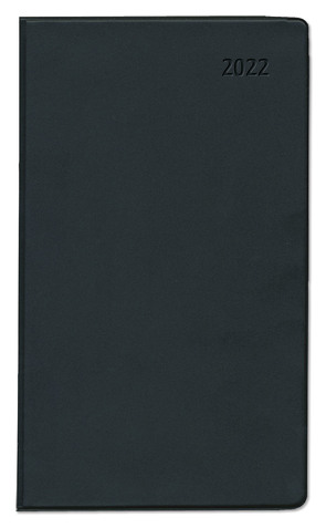 Taschenplaner schwarz 2022 – Bürokalender 9,5×16 cm – 32 Seiten – mit Registerschnitt – 1 Monat auf 2 Seiten – faltbar – Notizheft – 530-1020