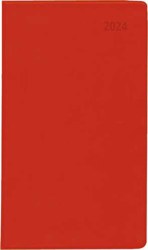 Taschenplaner rot 2024 – Bürokalender 9,5×16 cm – 112 Seiten – 1 Woche auf 2 Seiten – separates Adressheft – faltbar – Notizheft – 560-1013
