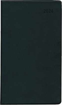 Taschenplaner schwarz 2024 – Bürokalender 9,5×16 cm – 112 Seiten – 1 Woche auf 2 Seiten – separates Adressheft – faltbar – Notizheft – 560-1020