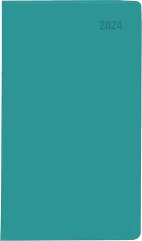 Taschenplaner türkis 2024 – Bürokalender 9,5×16 cm – 64 Seiten – 1 Woche auf 1 Seite – separates Adressheft – faltbar – Notizheft – 540-1003