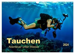 Tauchen – Abenteuer unter Wasser (Wandkalender 2024 DIN A3 quer), CALVENDO Monatskalender von Roder,  Peter