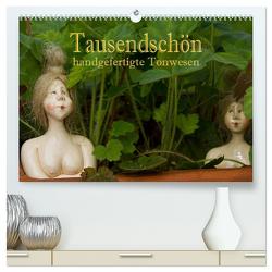 Tausendschön – handgeferigte Tonwesen (hochwertiger Premium Wandkalender 2024 DIN A2 quer), Kunstdruck in Hochglanz von Pfleger,  Hans