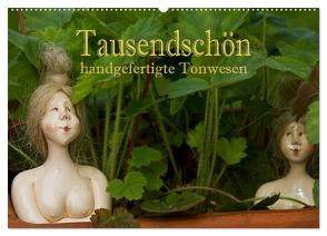 Tausendschön – handgeferigte Tonwesen (Wandkalender 2024 DIN A2 quer), CALVENDO Monatskalender von Pfleger,  Hans