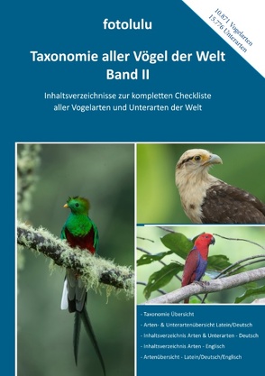 Taxonomie aller Vögel der Welt – Band II von fotolulu