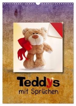 Teddys mit Sprüchen (Wandkalender 2024 DIN A3 hoch), CALVENDO Monatskalender von Joy,  Iboneby