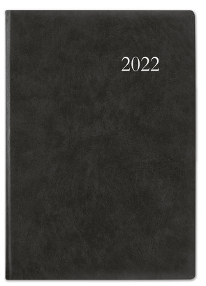 Terminbuch anthrazit 2022 – Bürokalender A4 (21×29,7 cm) – 1 Tag 1 Seite – Einband wattiert – Viertelstundeneinteilung 7:30 – 20 Uhr – 886-0021