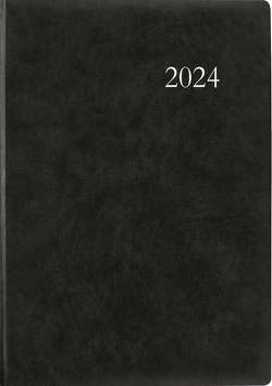 Terminbuch anthrazit 2024 – Bürokalender A4 (21×29,7 cm) – 1 Tag 1 Seite – Einband wattiert – Viertelstundeneinteilung 7:30 – 20 Uhr – 886-0021