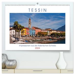 Tessin, Impressionen aus der Italienischen Schweiz (hochwertiger Premium Wandkalender 2024 DIN A2 quer), Kunstdruck in Hochglanz von Kruse,  Joana