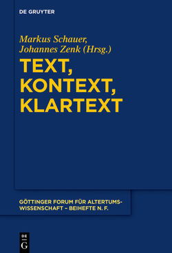 Text, Kontext, Klartext von Schauer,  Markus, Zenk,  Johannes