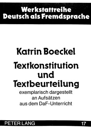 Textkonstitution und Textbeurteilung von Boeckel,  Katrin